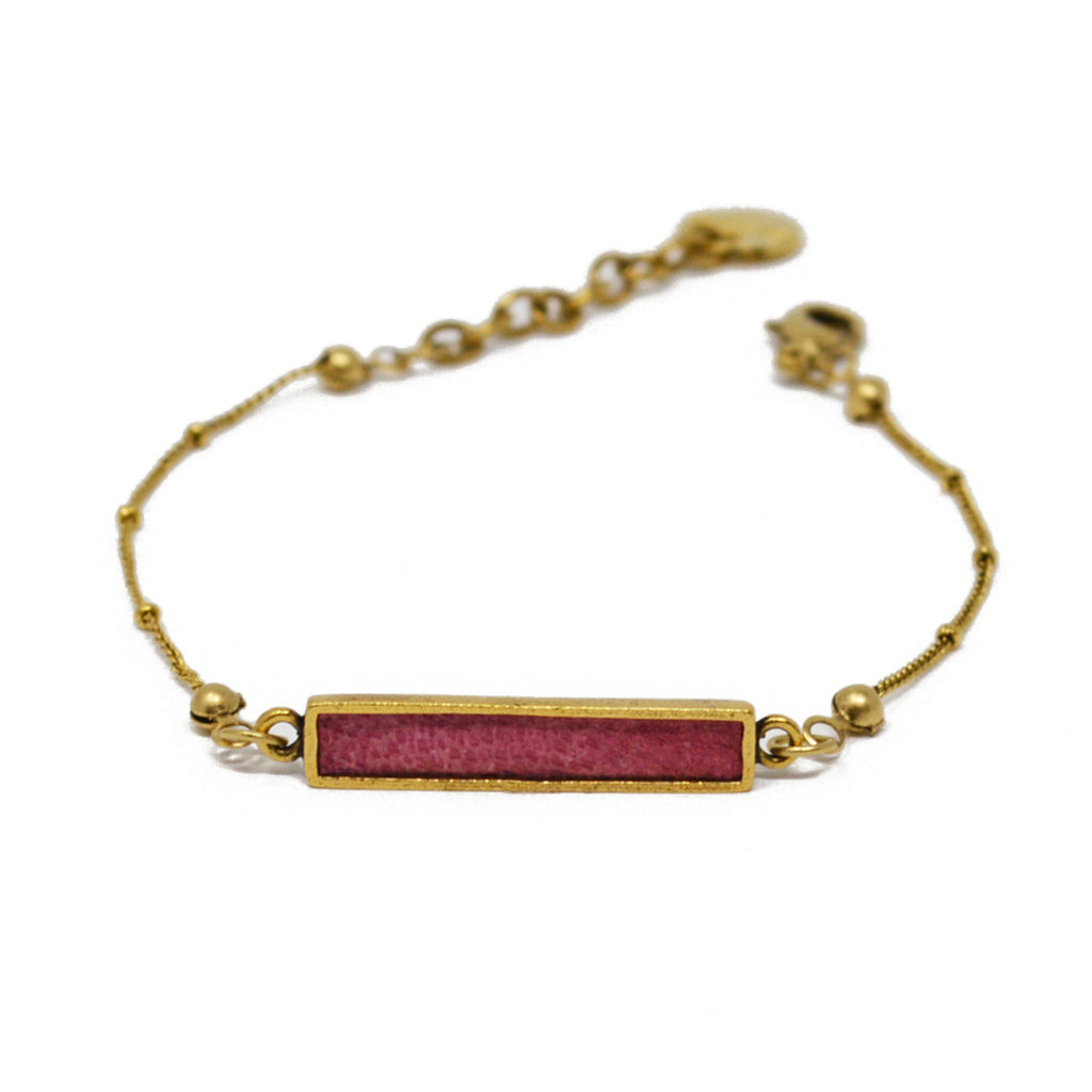 Crimson Suede Dainty Charm Bracelet