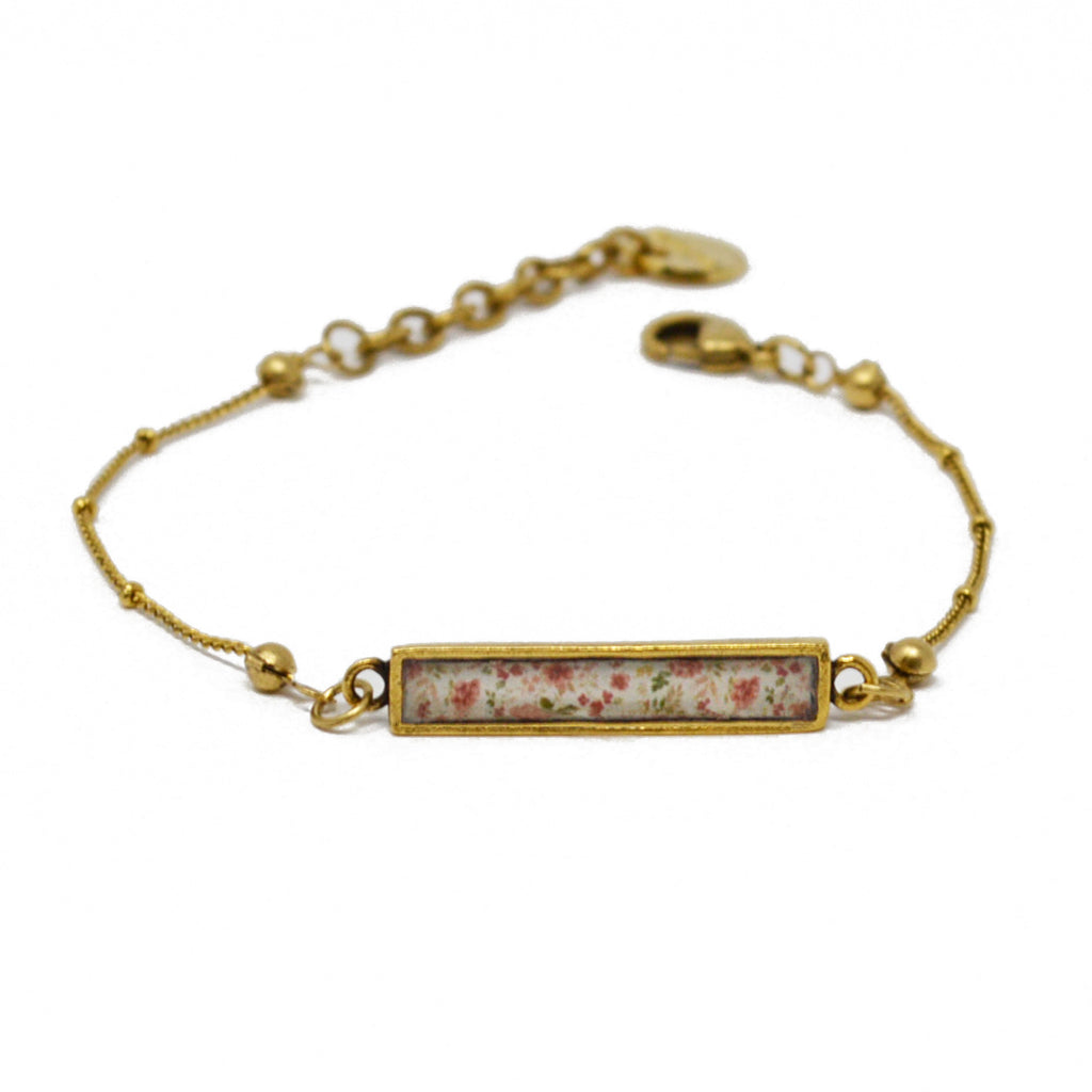Warm Pink Floral Dainty Charm Bracelet